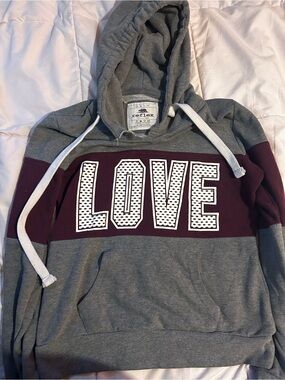 Reflex Grey and Burgundy LOVE Hooded Sweatshirt